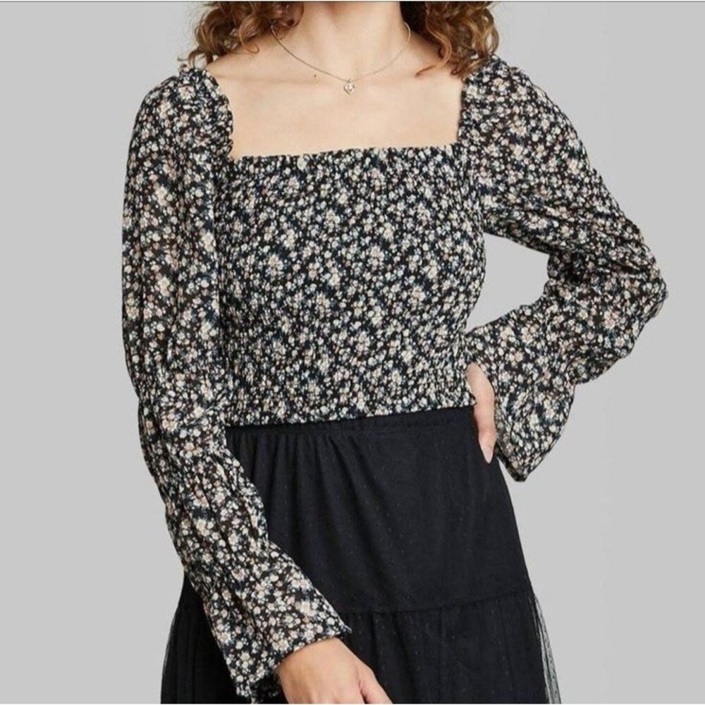 Wild‎ Fable Off The Shoulder Floral Crop Top Size XS Peasant Boho